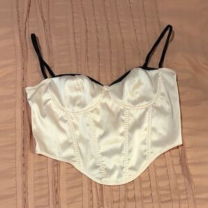 SHEIN Cream and Black Satin Bustier